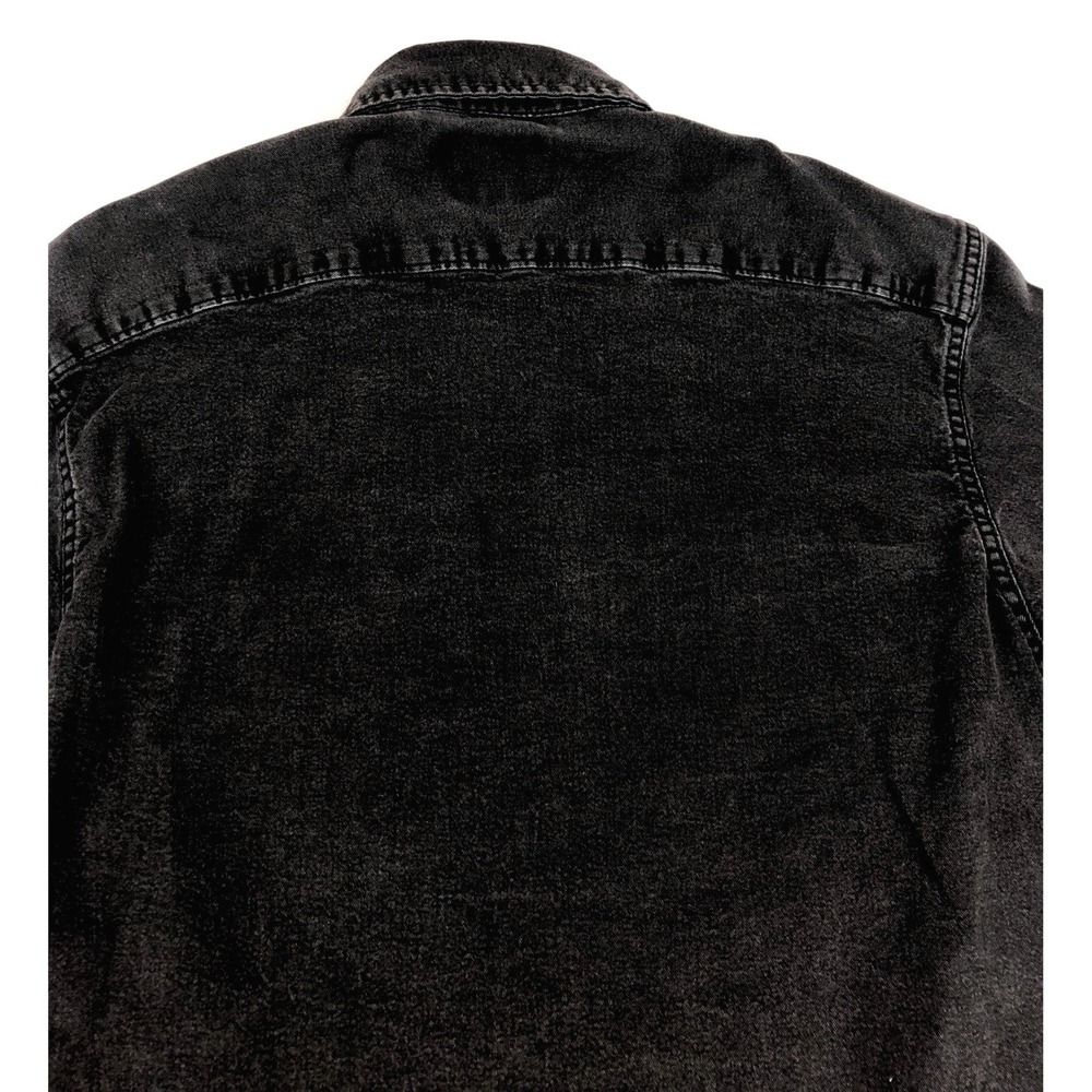 Wrangler Mens Flex for Comfort Black Fade Denim Western Pearl Snap Shirt Medium - Picture 7 of 7